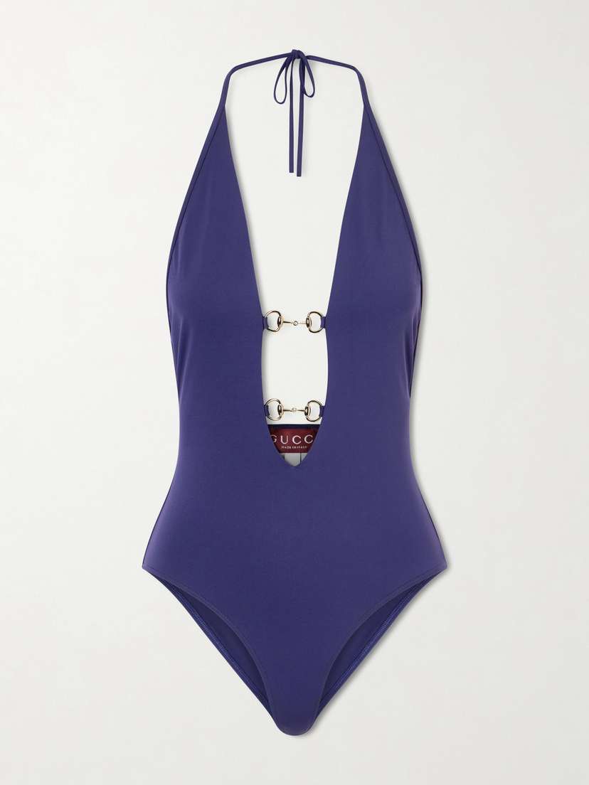 Gucci Horsebit-embellished Halternek Swimsuit - Women's Clothing