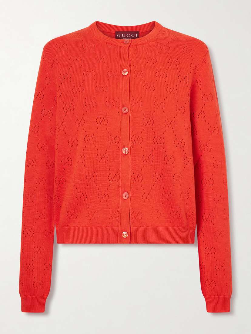 Gucci Perforated Silk-blend Cardigan
