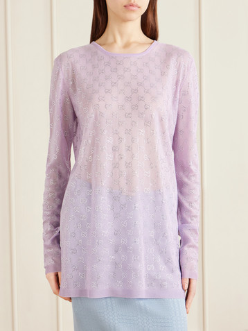 Gucci Crystal-embellished knitted silk sweater
