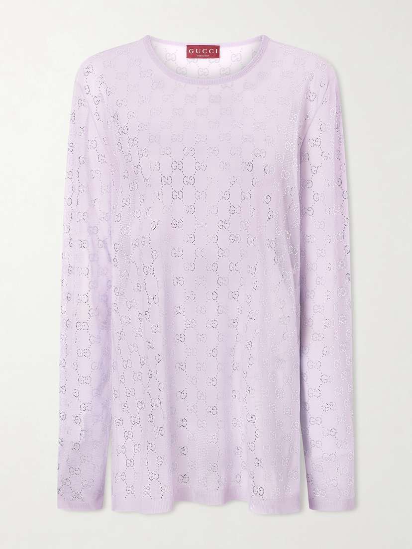 Gucci Crystal-embellished Knitted Silk Sweater