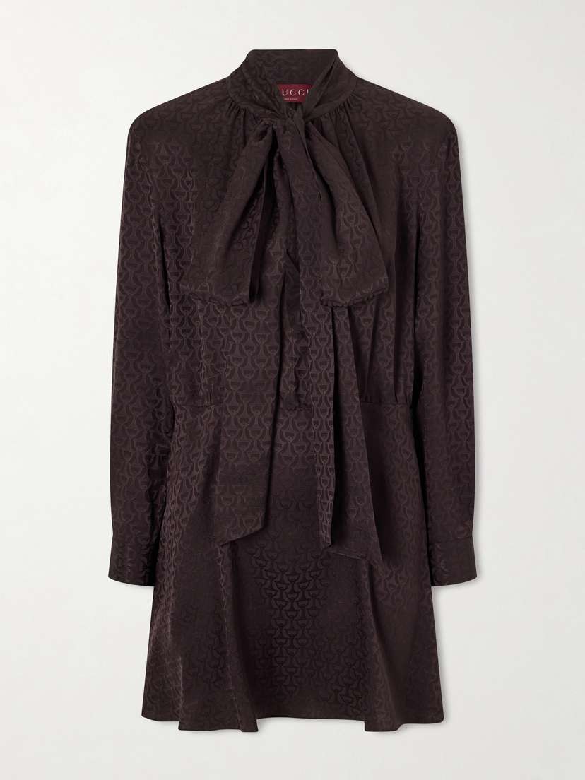 Gucci Pussy-bow Silk-jacquard Mini Dress