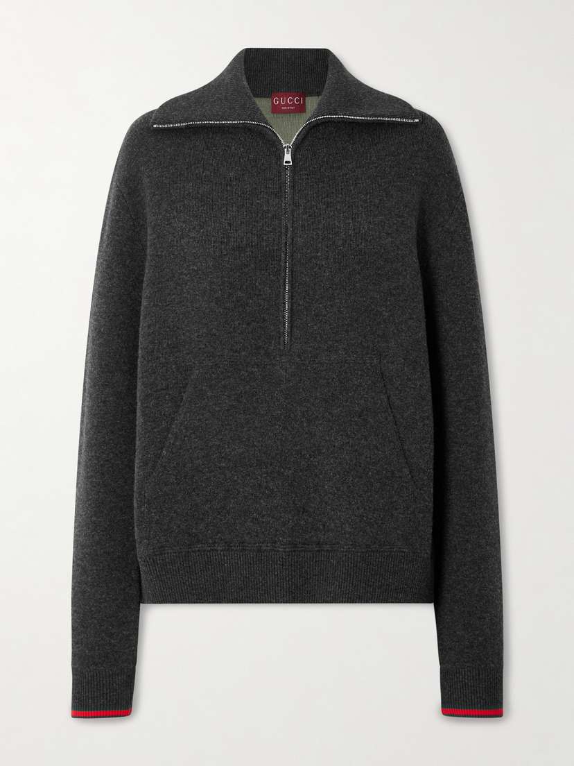 Gucci Striped Wool-blend Half-zip Polo Sweater