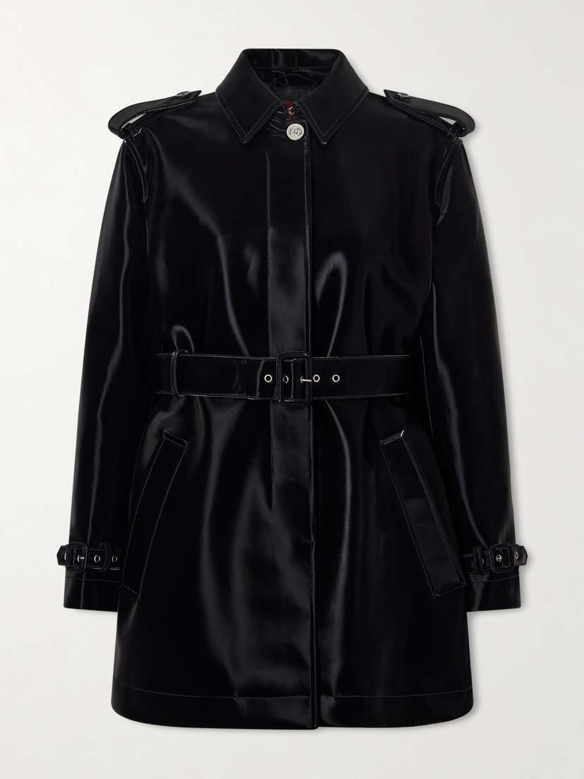 Gucci Belted Glossed-leather Trench Coat