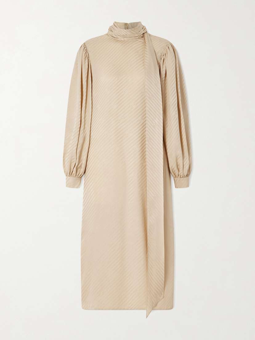 Gucci Tie-detailed Silk-jacquard Midi Dress
