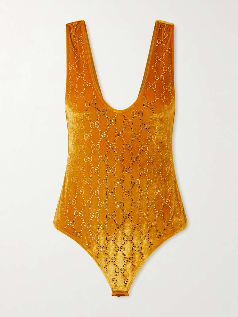 Gucci Crystal-embellished Chenille Bodysuit