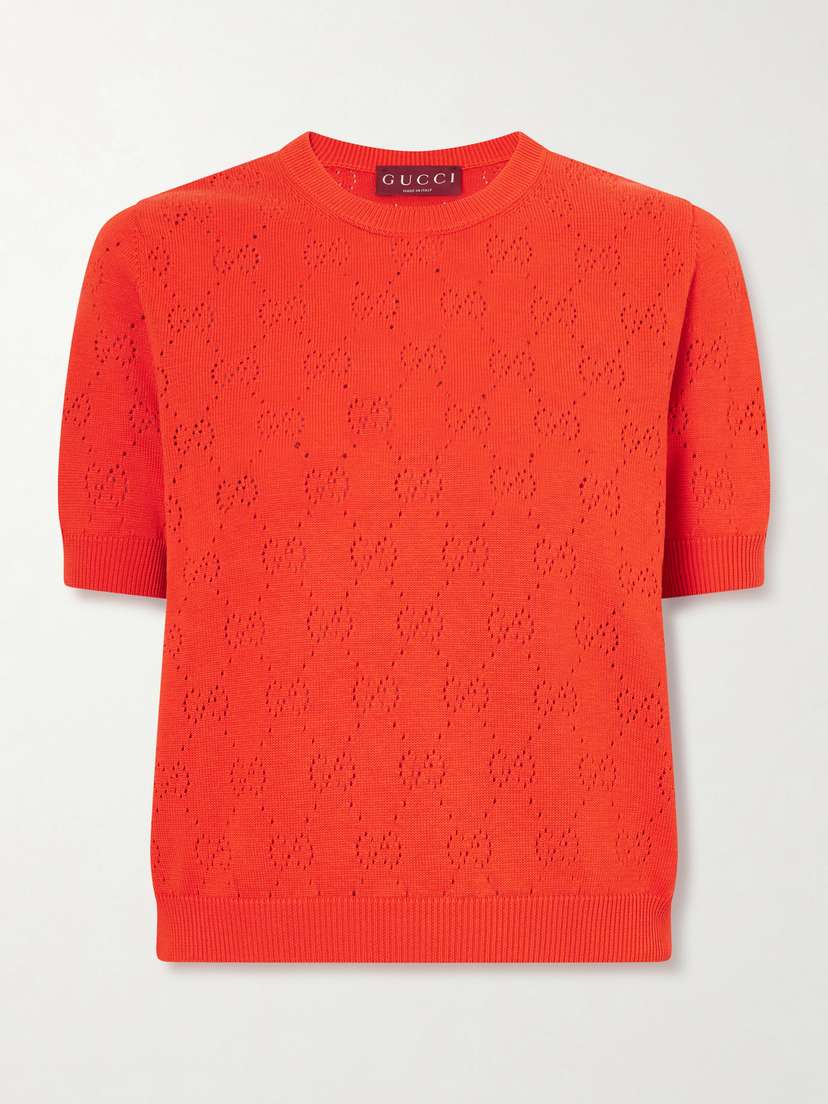 Gucci Perforated Silk And Cotton-blend Sweater