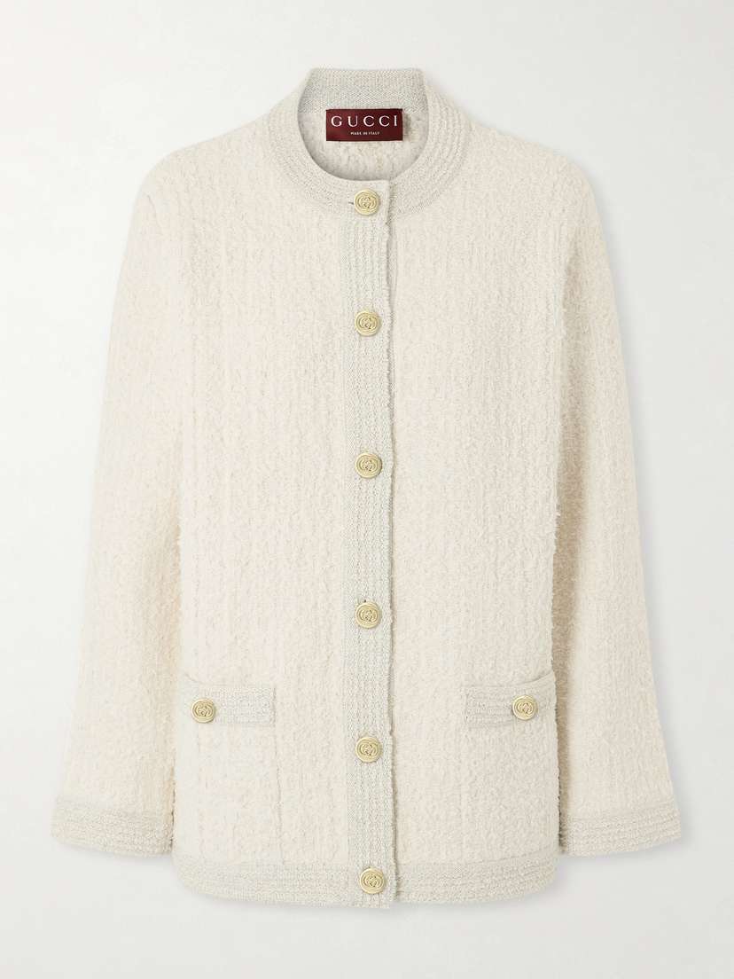 Gucci Metallic Wool-blend Tweed Cardigan