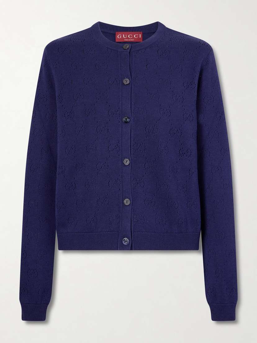 Gucci Perforated Silk-blend Cardigan