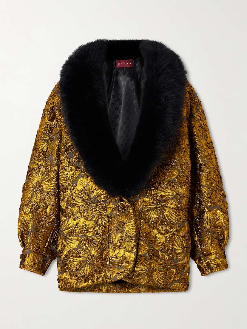 Gucci Shearling-trimmed Cloqué Jacket