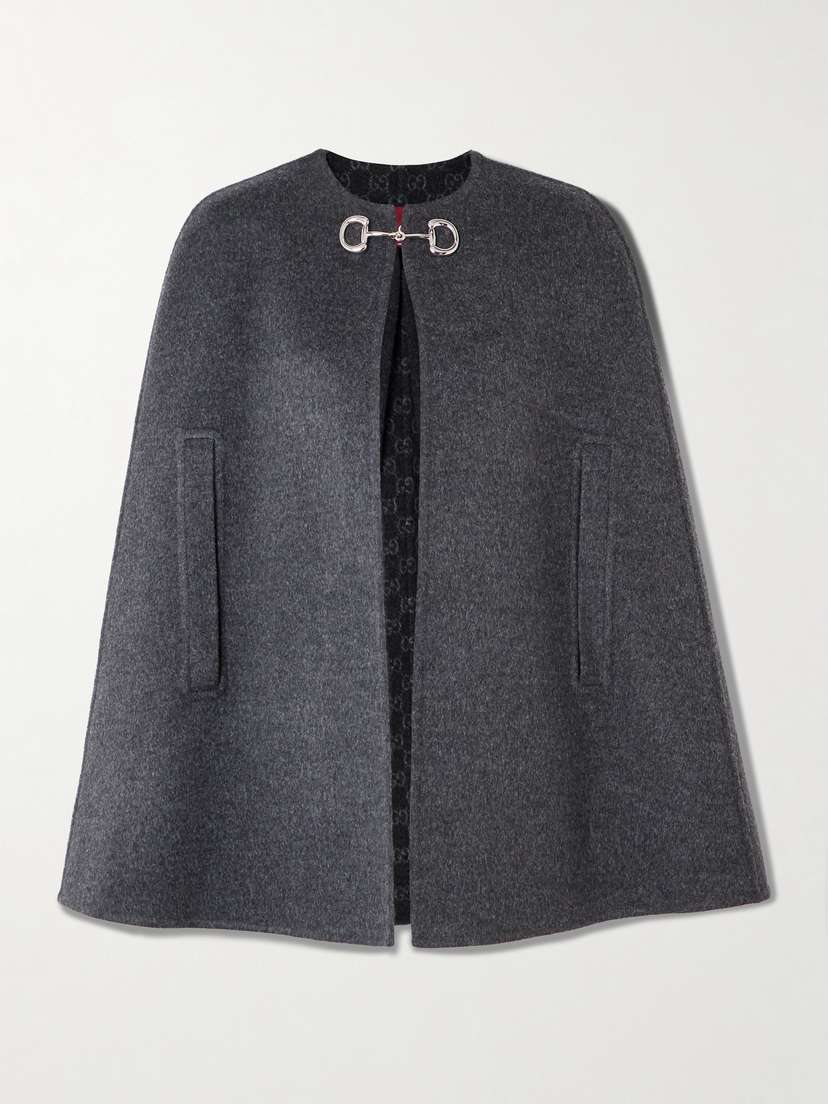 Gucci Horsebit-detailed Wool And Silk-blend Cape