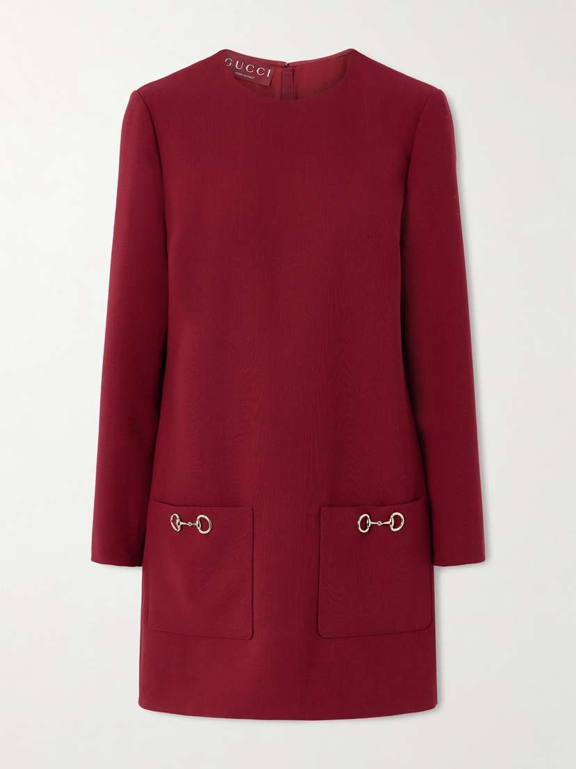 Gucci Horsebit-embellished Wool-crepe Mini Dress