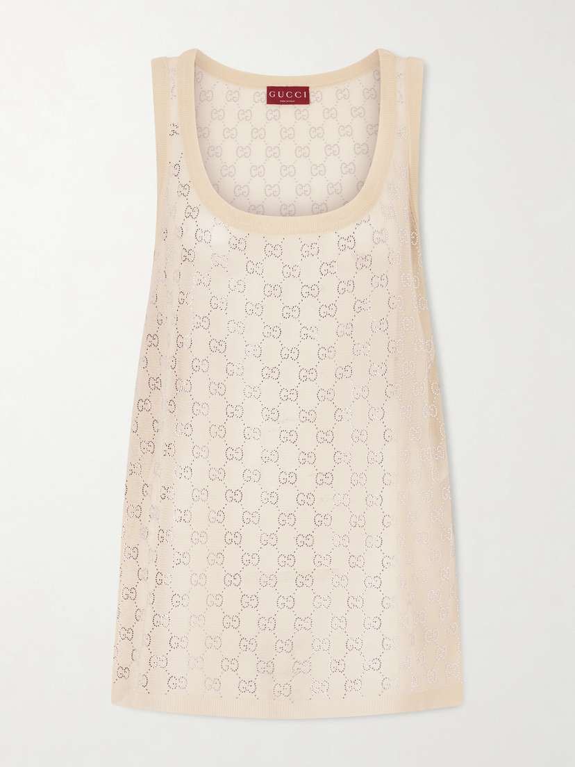 Gucci Crystal-embellished Knitted Silk Top
