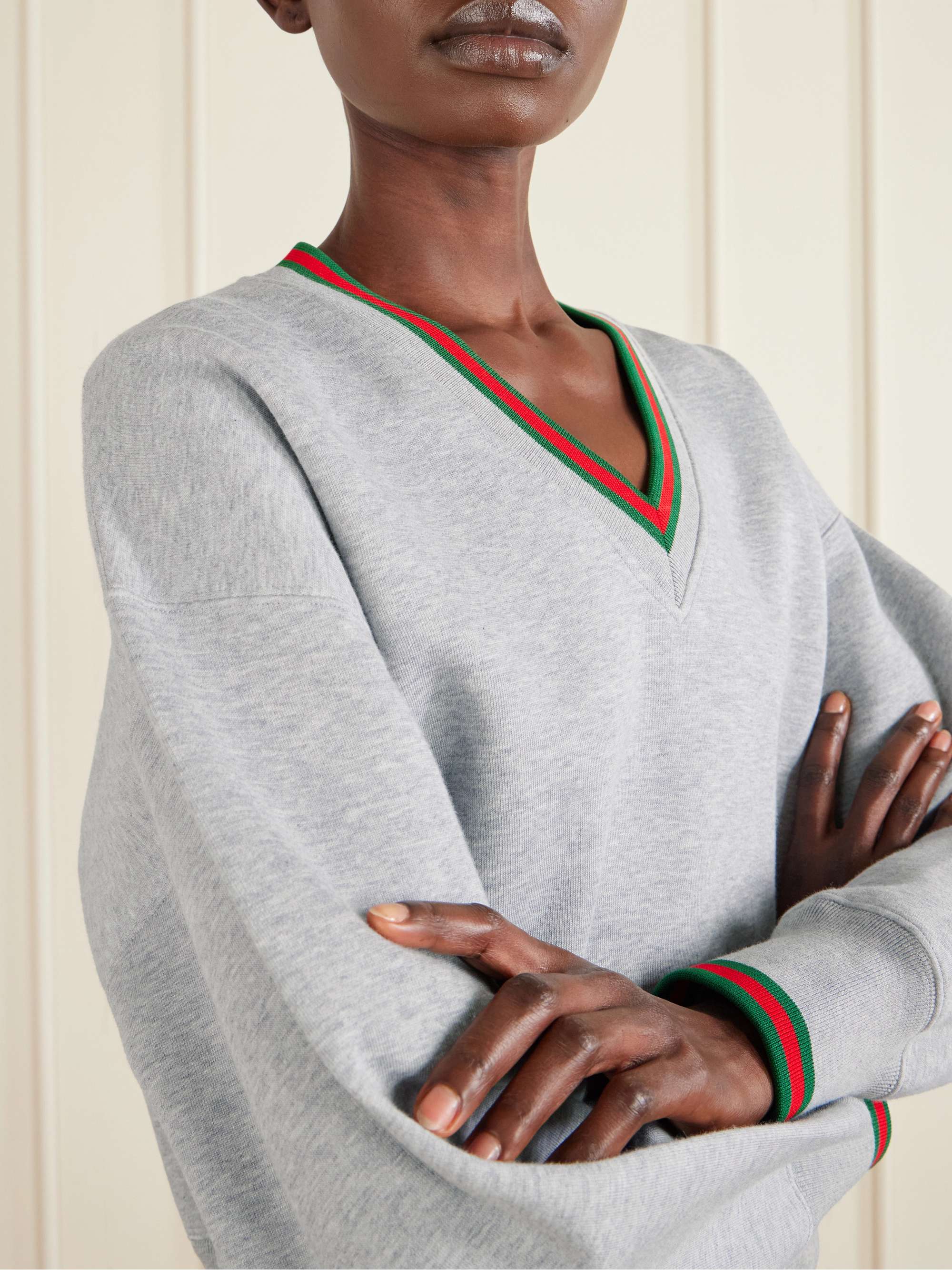 GUCCI Striped cotton-blend jersey sweater | NET-A-PORTER