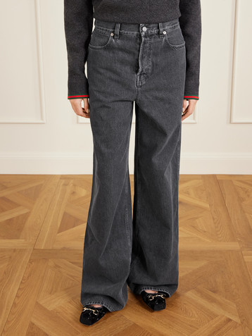 Gucci - Horsebit-detailed low-rise bootcut jeans | Plush