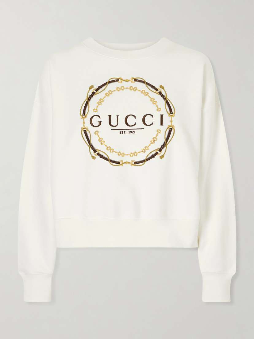 Gucci Embroidered Printed Cotton-jersey Sweatshirt - Women's Clothing