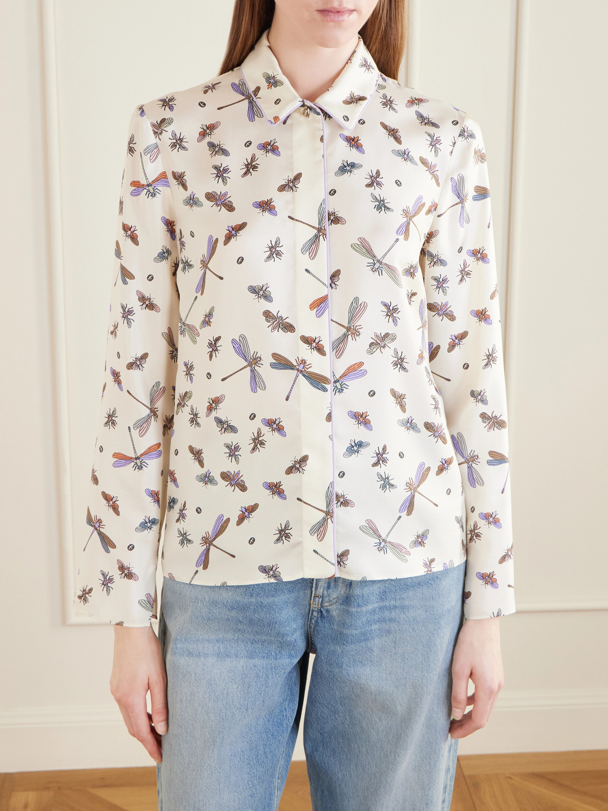 Printed Silk-Twill Shirt