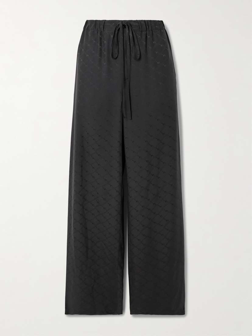 Gucci Piped Satin-trimmed Silk-jacquard Straight-leg Pants