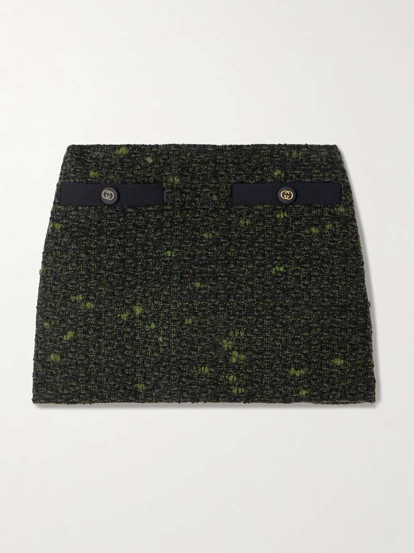 Gucci Button-embellished Wool-blend Bouclé Mini Skirt