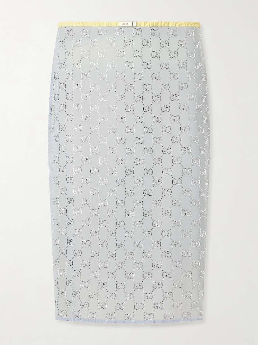 Gucci Crystal-embellished Silk-blend Midi Skirt
