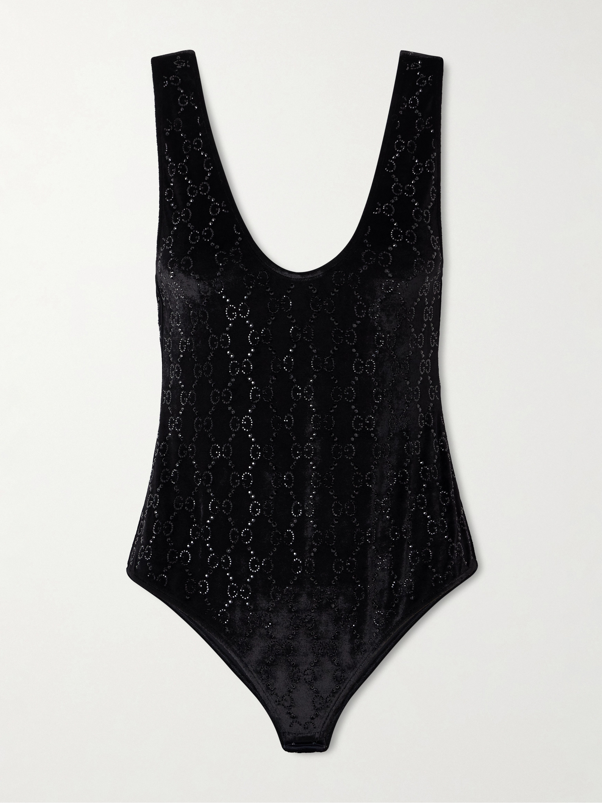 Gucci Crystal-embellished chenille-jacquard bodysuit