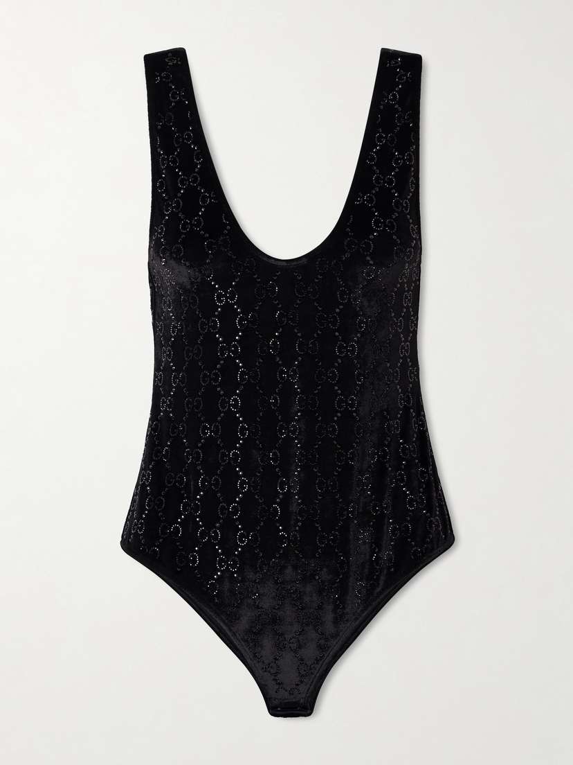 Gucci Crystal-embellished Chenille-jacquard Bodysuit