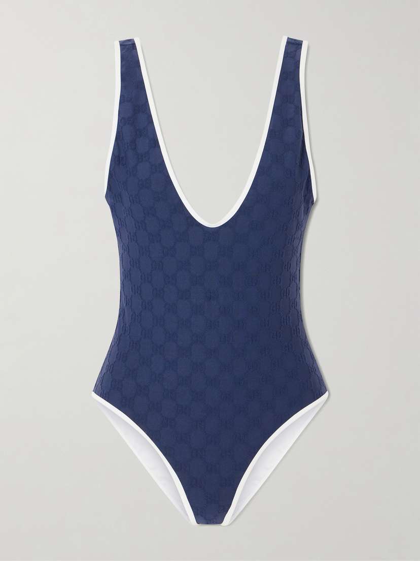 Gucci Piped Terry-jacquard Swimsuit