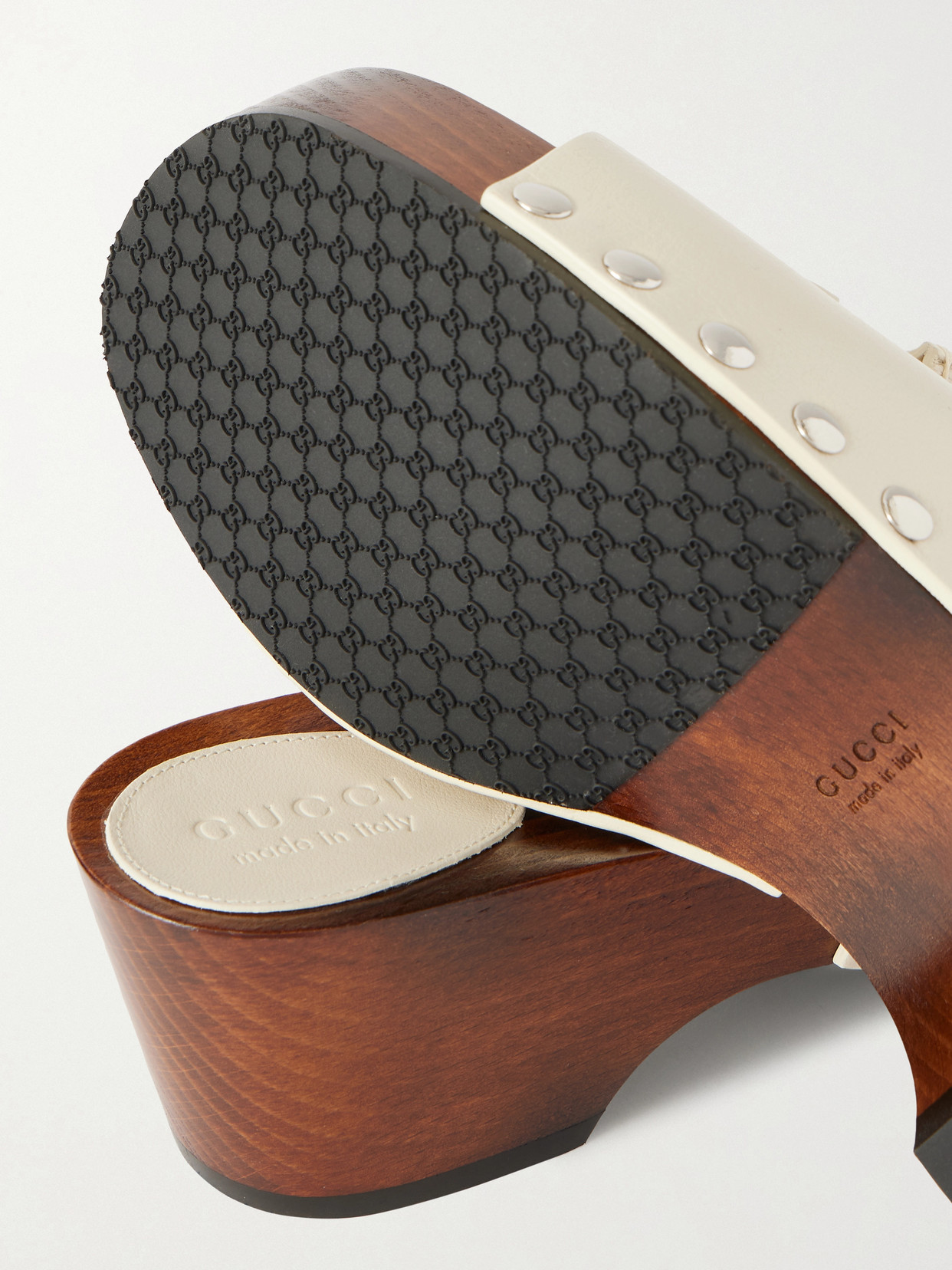 Embellished Leather Clogs