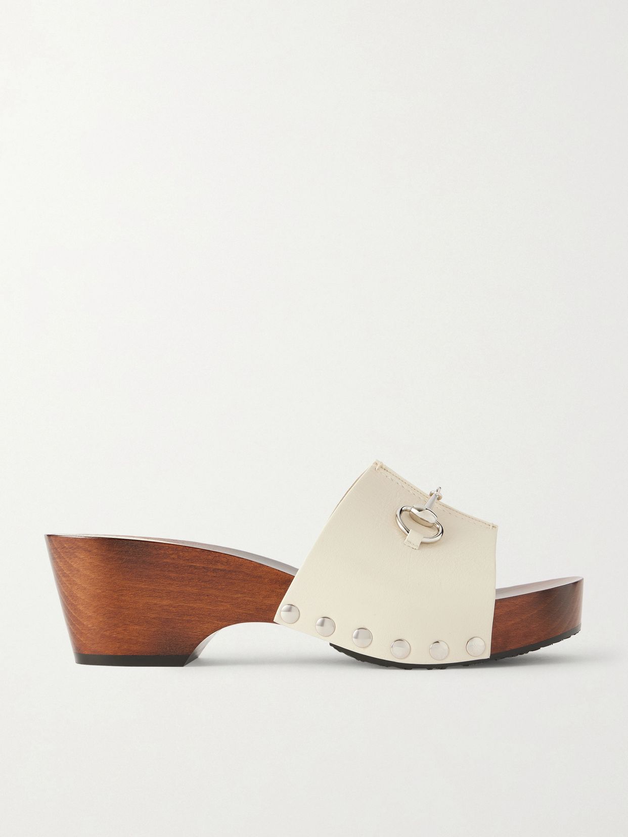 Embellished leather clogs