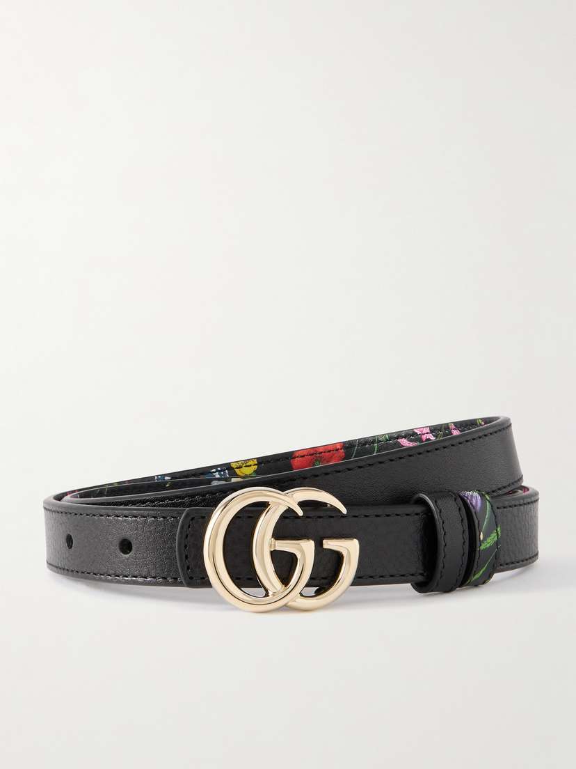 Gucci Marmont Reversible Floral-print Leather Belt