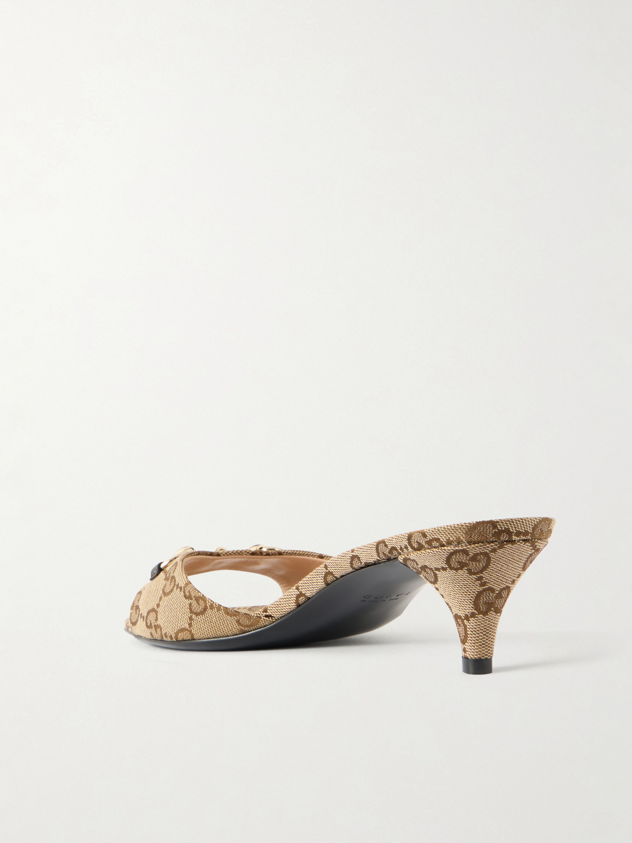 Horsebit-Embellished Canvas-Jacquard Sandals