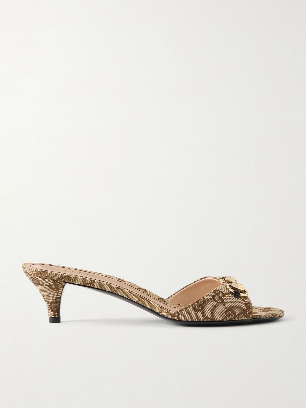 Horsebit-embellished canvas-jacquard sandals