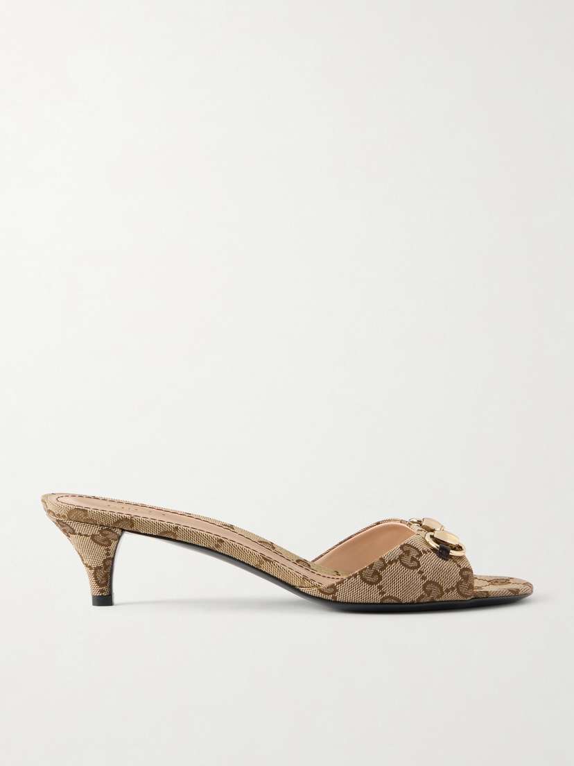 Gucci Horsebit-embellished Canvas-jacquard Sandals