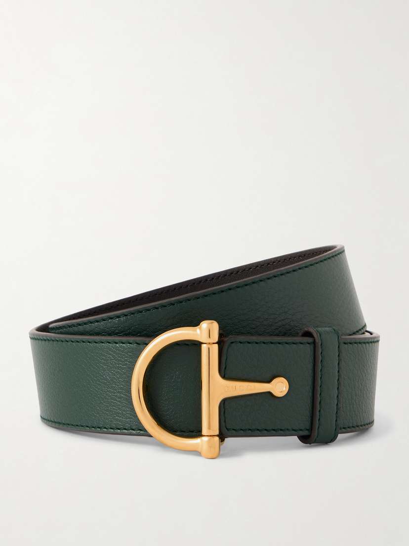 Gucci Horsebit-detailed Textured-leather Belt