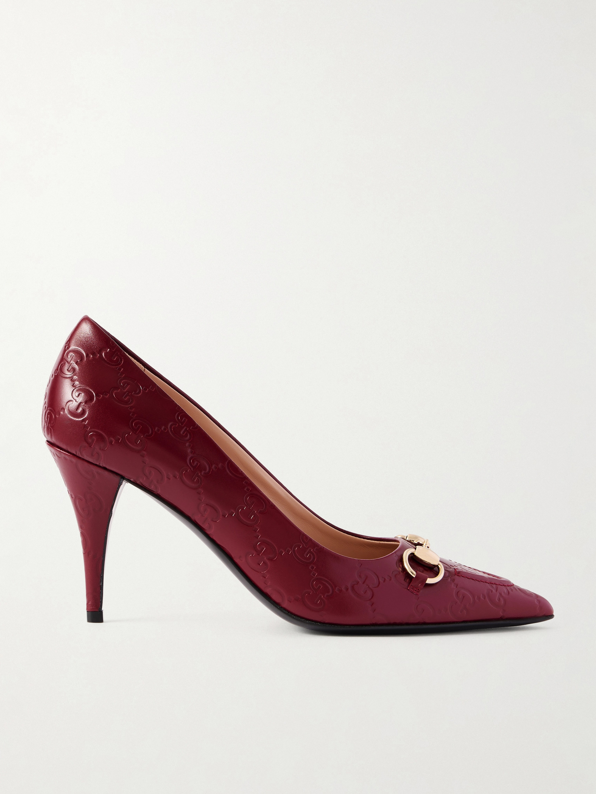 Gucci Horsebit-embellished debossed leather pumps