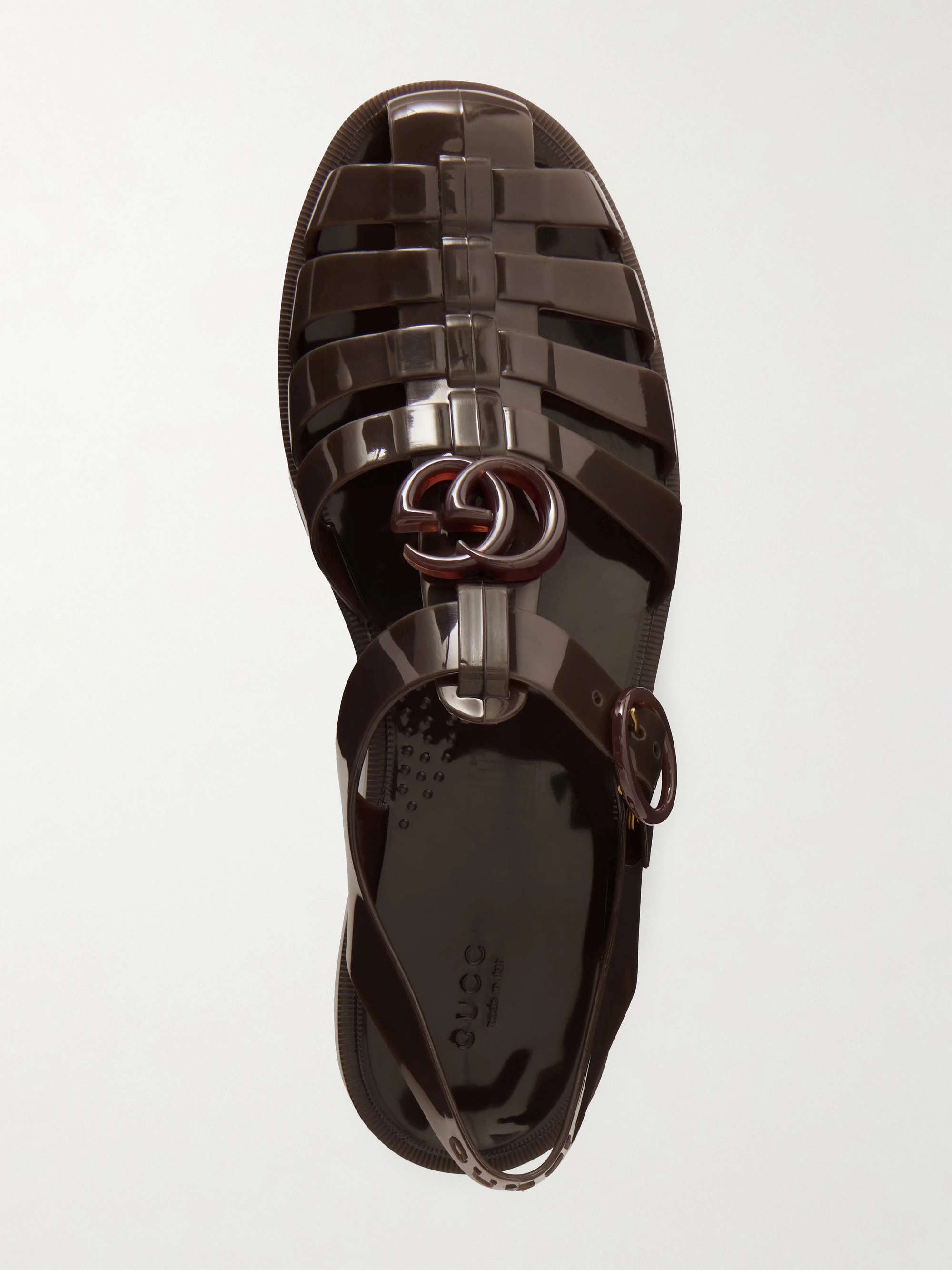 GUCCI Fisherman embellished rubber sandals | NET-A-PORTER