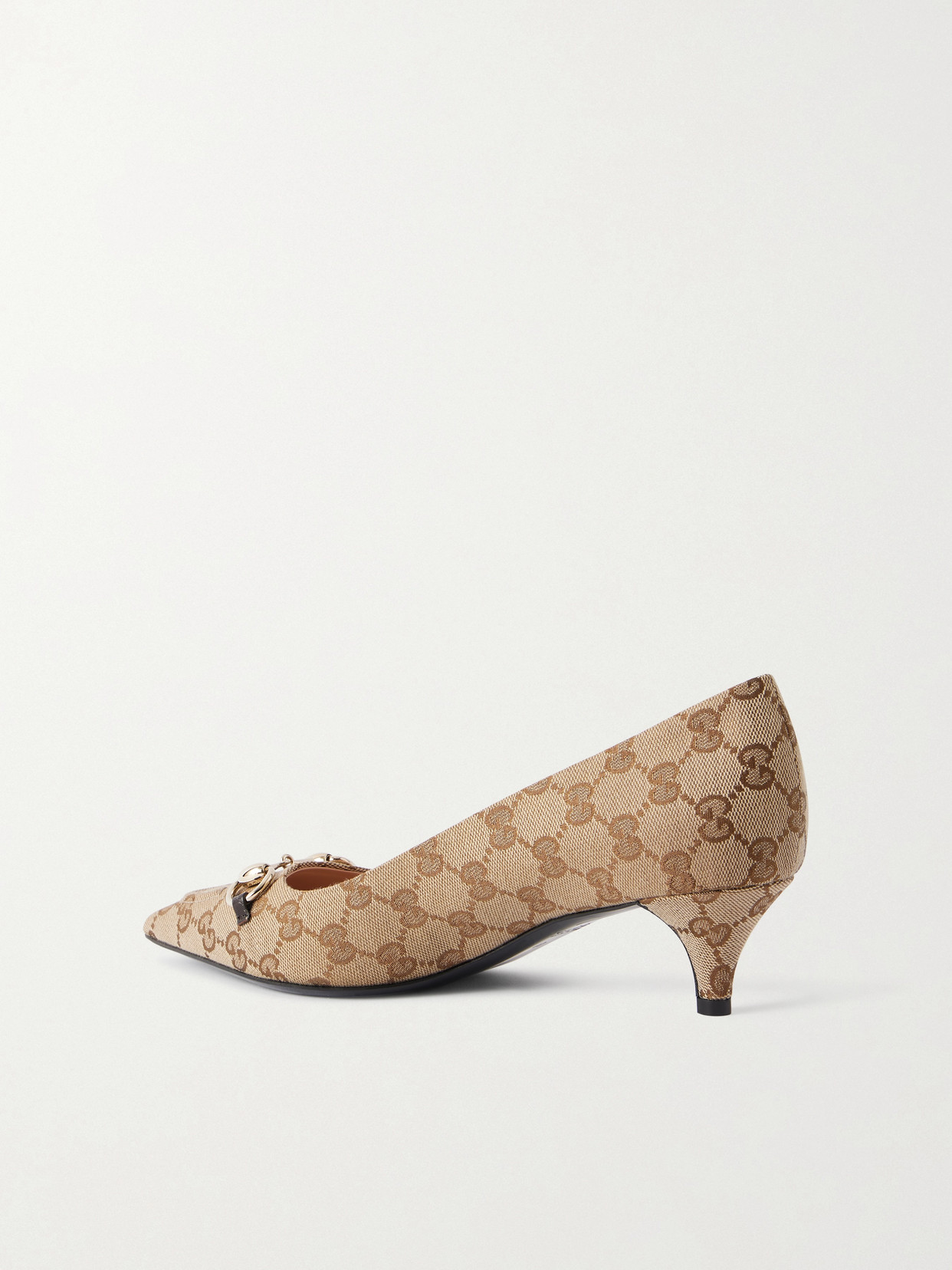 Vittoria Horsebit-Embellished Canvas-Jacquard Pumps