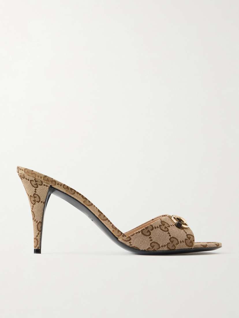 Gucci Horsebit-embellished Canvas-jacquard Mules