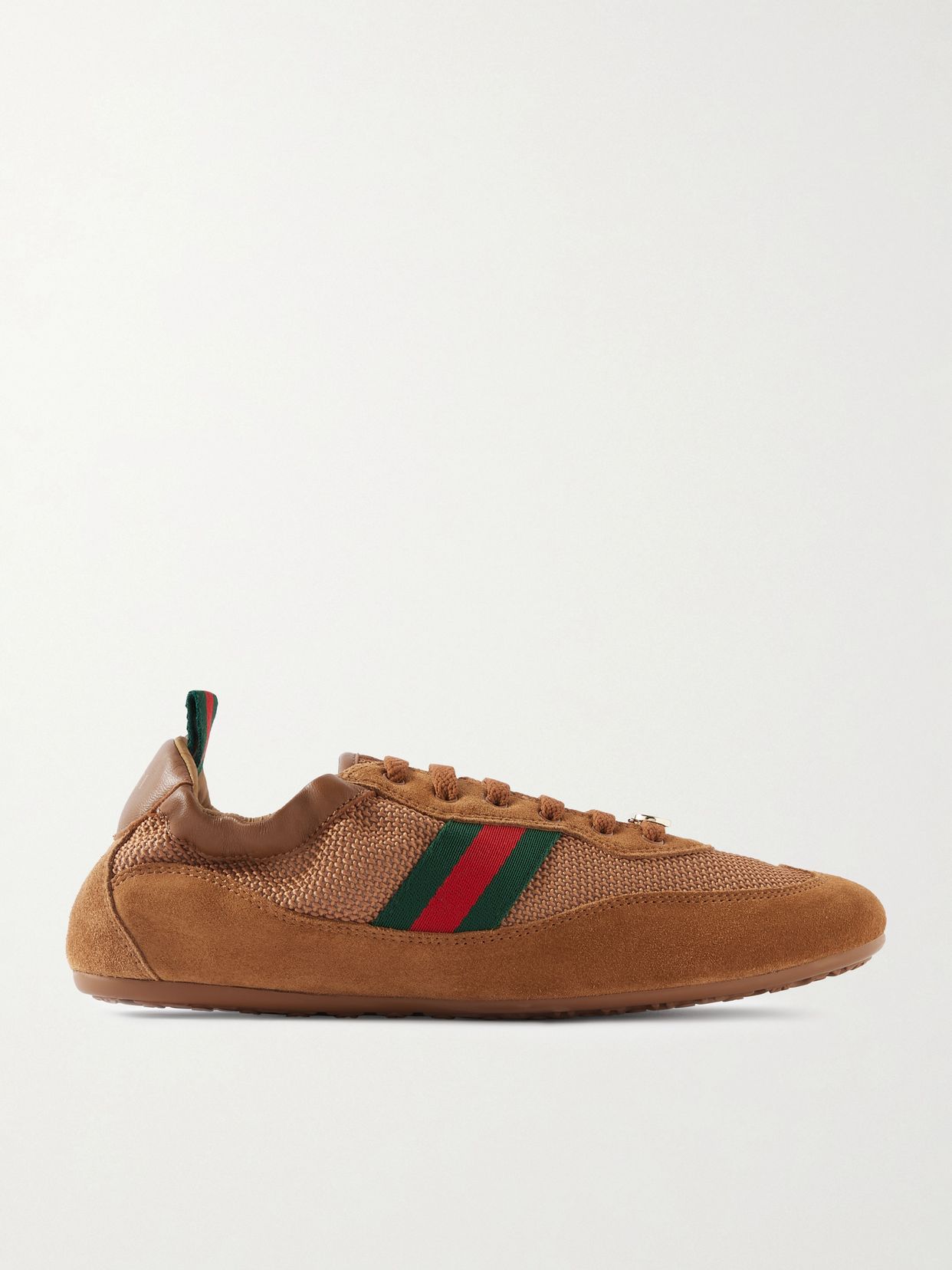shift webbing and leather trimmed mesh and suede sneakers