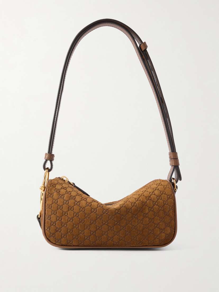 Gucci Horsebit 1955 Leather-trimmed Suede Shoulder Bag