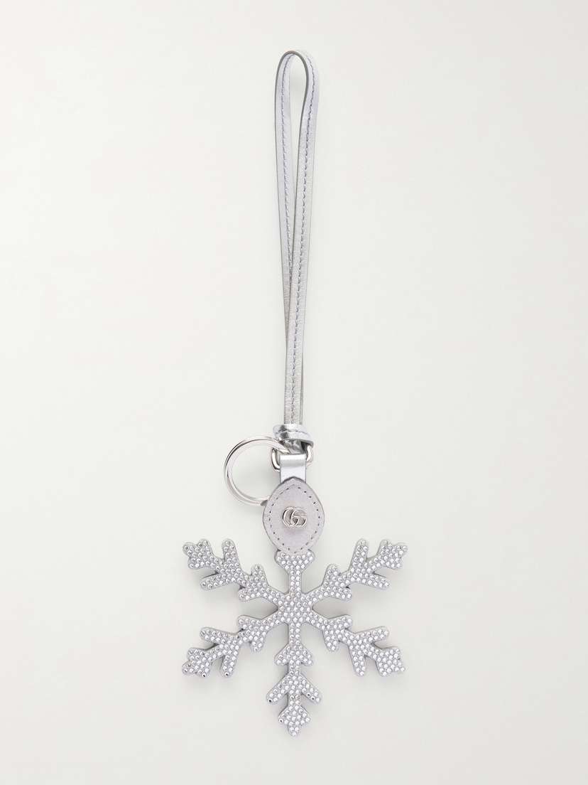 Gucci Crystal-embellished Metallic Leather Bag Charm