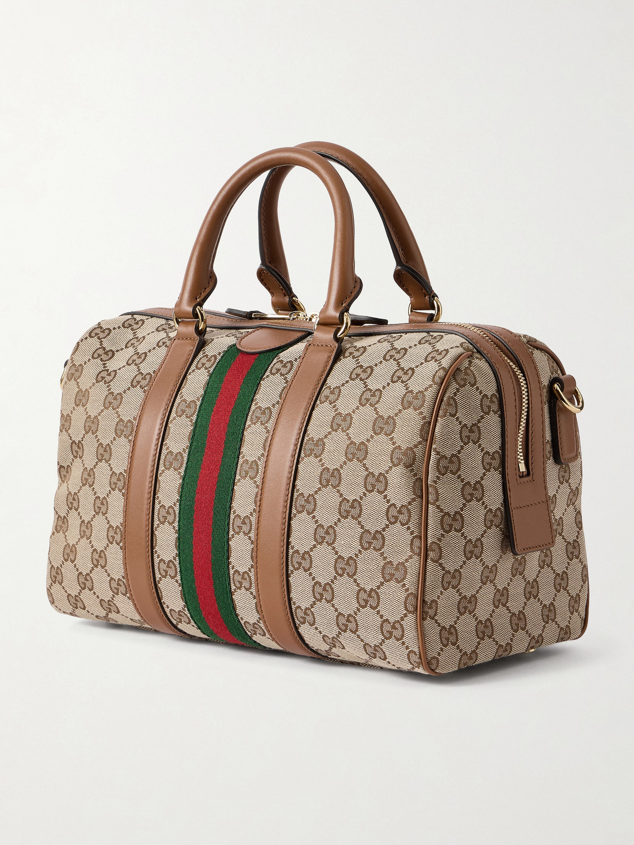 Ophidia Webbing And Leather-Trimmed Canvas-Jacquard Shoulder Bag