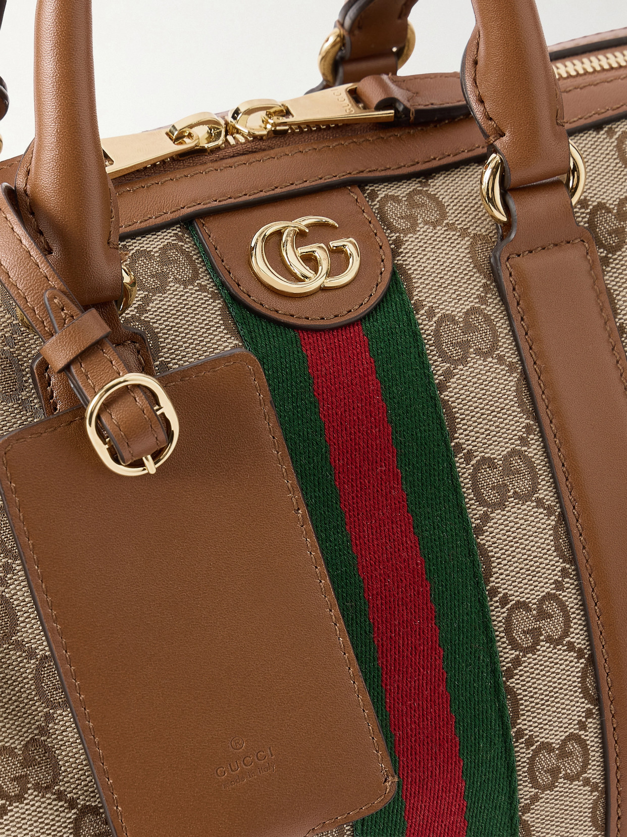 Ophidia Webbing And Leather-Trimmed Canvas-Jacquard Shoulder Bag