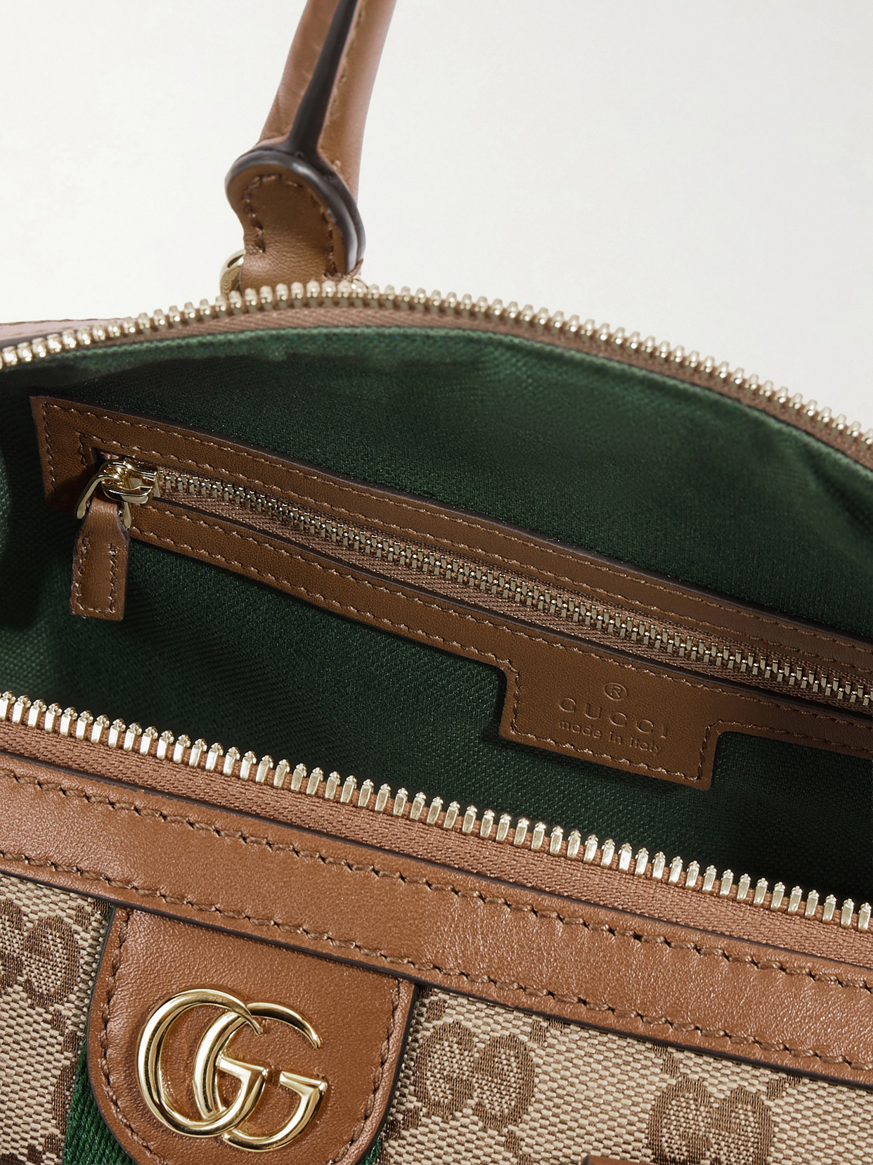 Ophidia Webbing And Leather-Trimmed Canvas-Jacquard Shoulder Bag