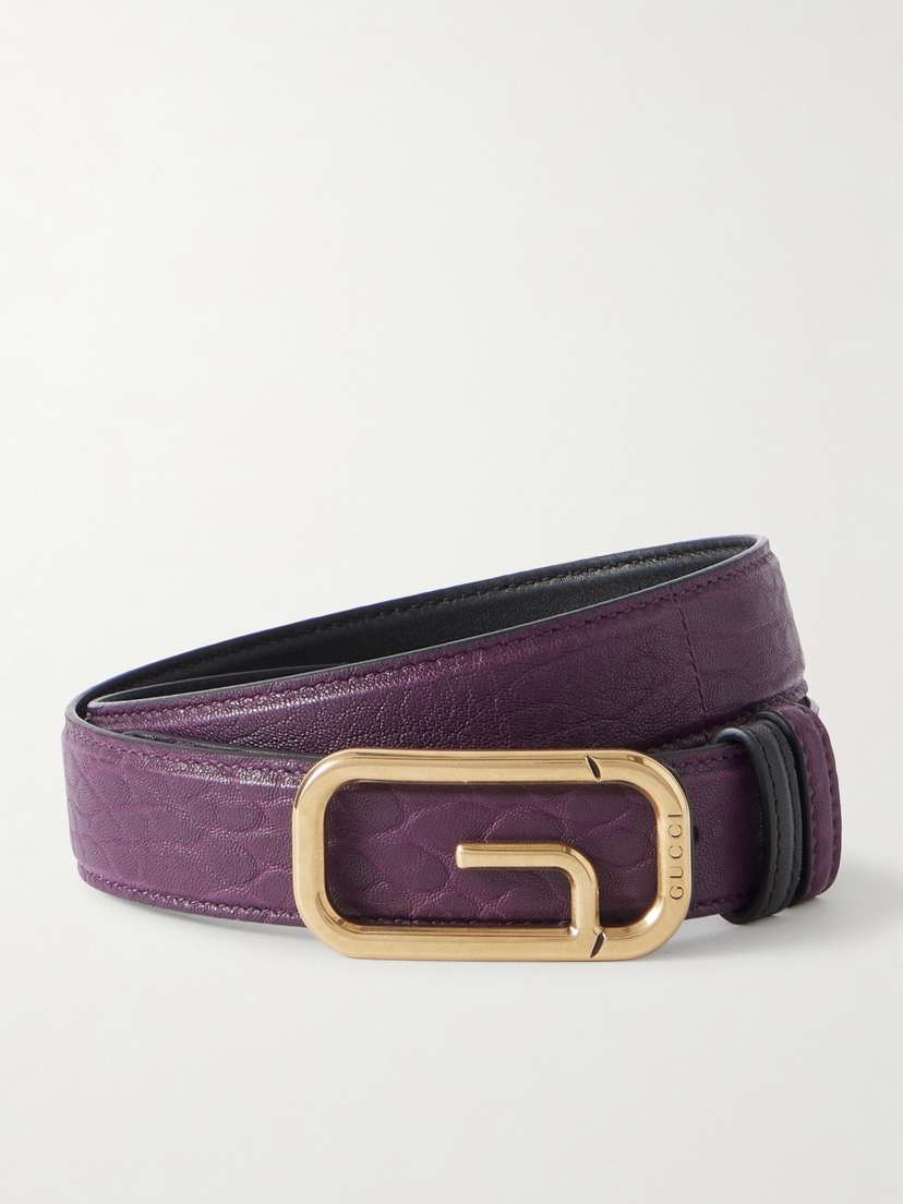 Gucci Reversible Textured-leather Belt