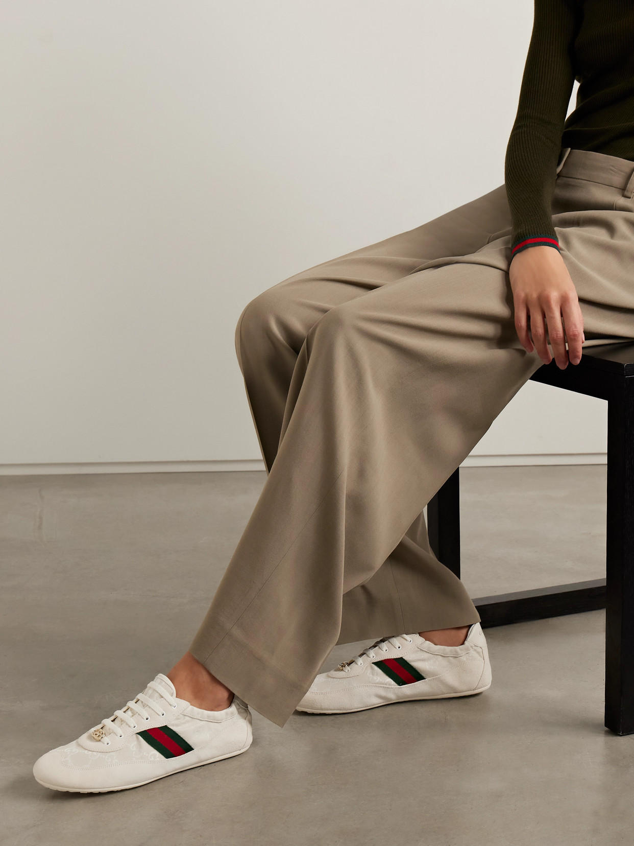 Shift Webbing And Leather-Trimmed Canvas-Jacquard And Sneakers