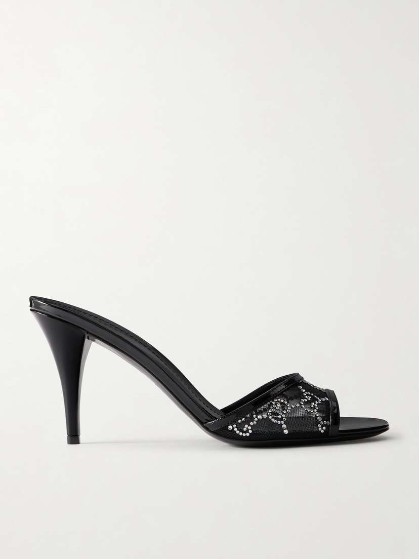 Gucci Crystal-embellished Leather-trimmed Mesh Sandals