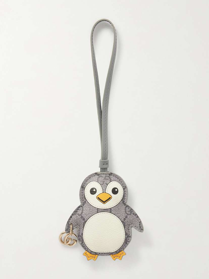Gucci Embellished Leather-trimmed Printed Coated-canvas Bag Charm