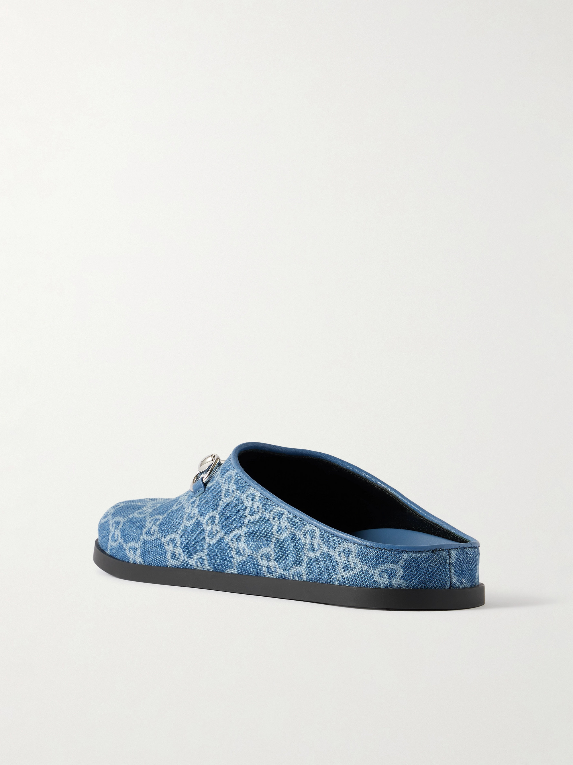 Gucci Horsebit-embellished printed denim mules thumbnail