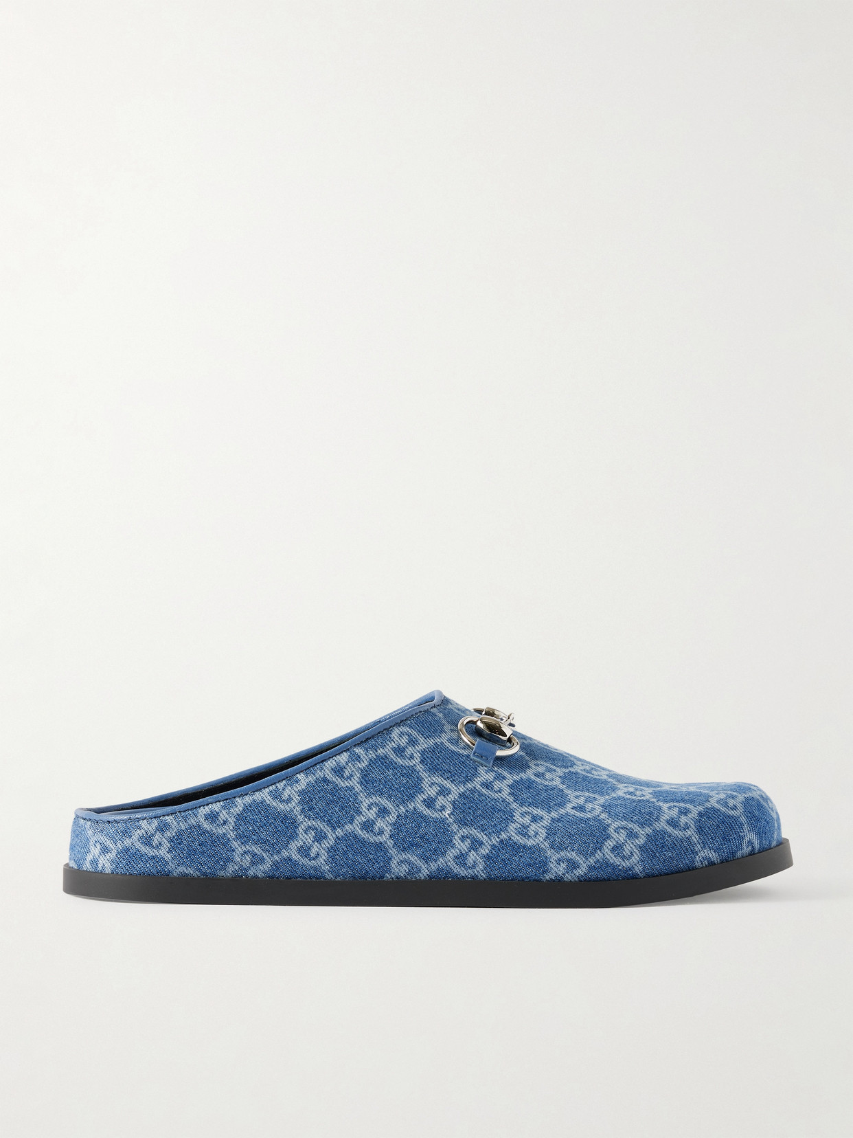 Gucci - Horsebit-embellished Printed Denim Slip-ons - Blue
