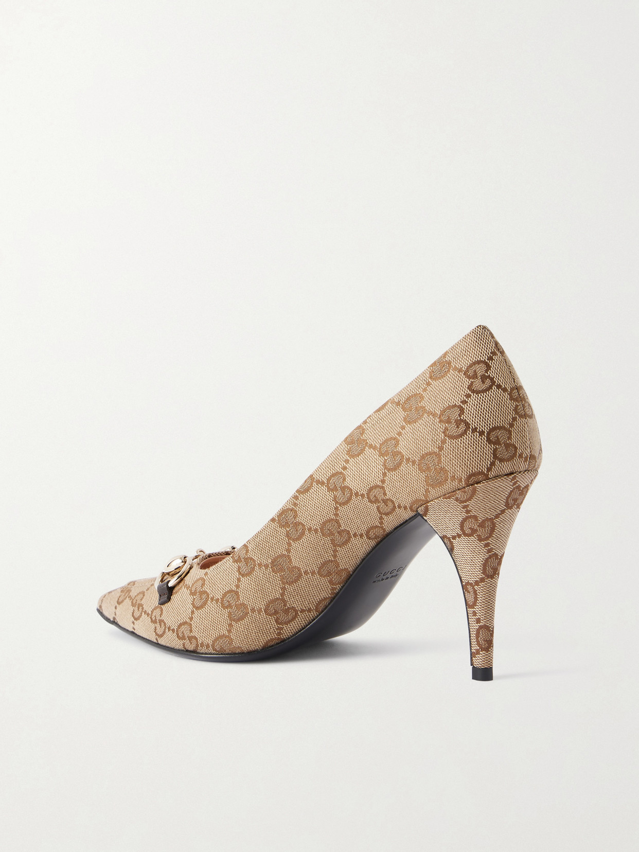 Horsebit-Detailed Canvas-Jacquard Pumps